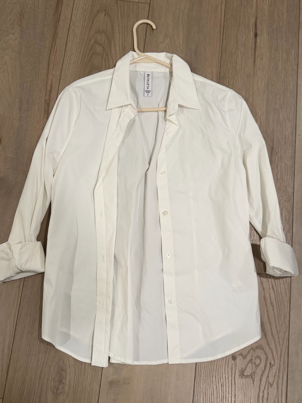 Athleta Cream Button-Down Dress Shirt